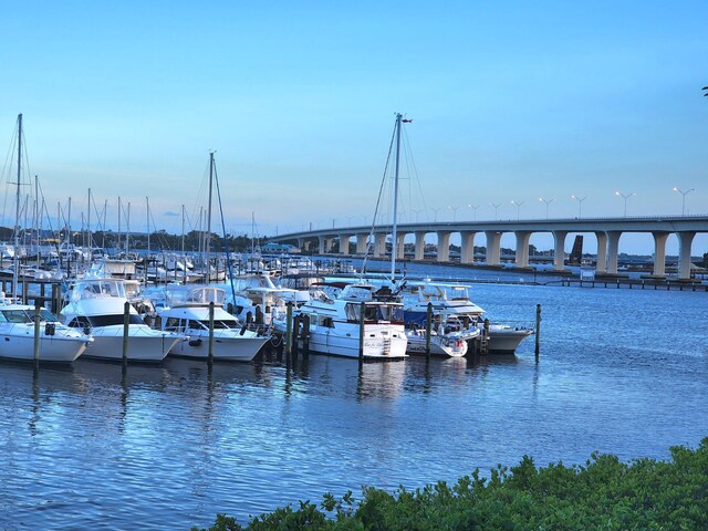 view of dock featuring a water view