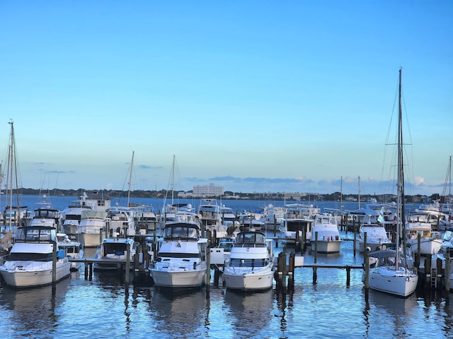 view of dock featuring a water view