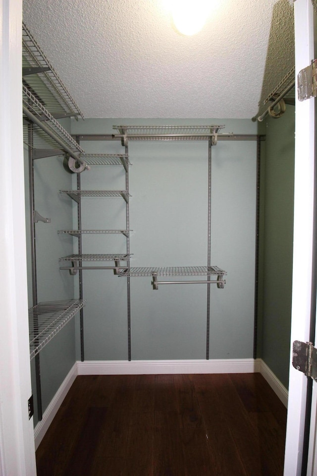 walk in closet featuring wood finished floors