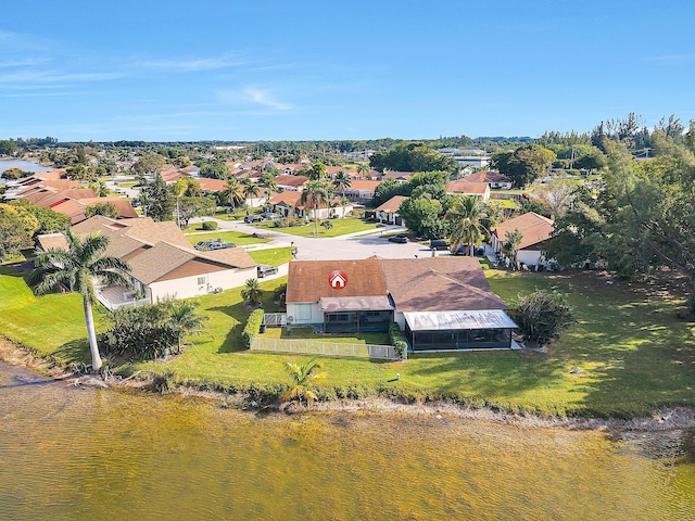 bird's eye view featuring a water view