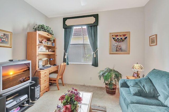 view of carpeted office space