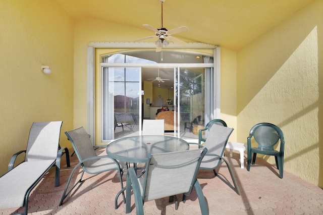 view of patio featuring ceiling fan