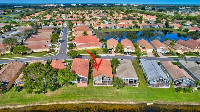 bird's eye view featuring a water view