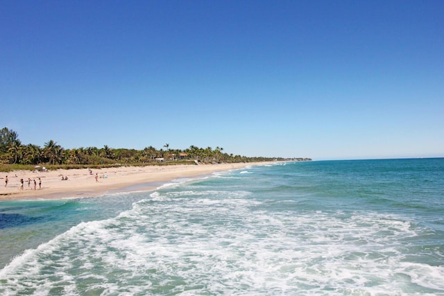 view of water feature featuring a beach view