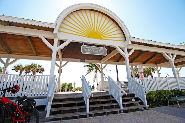 exterior space with a gazebo and a wooden deck