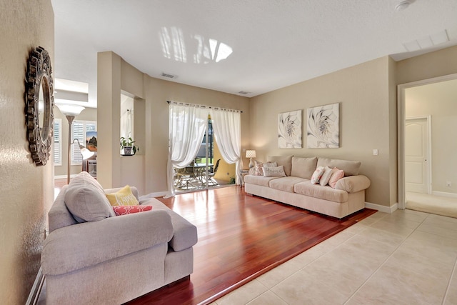 view of tiled living room