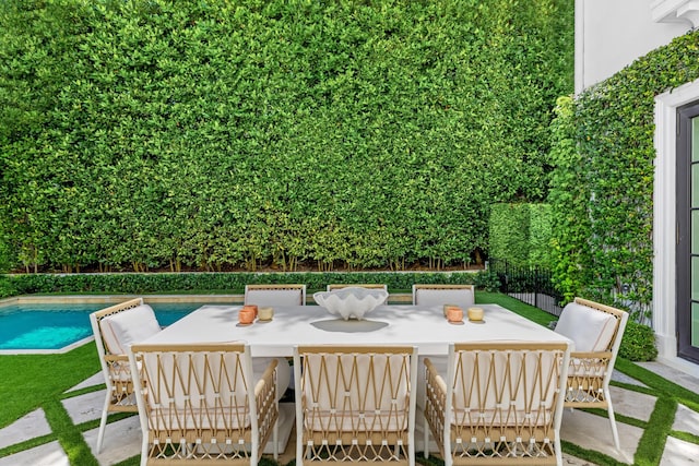 view of patio / terrace with a fenced in pool