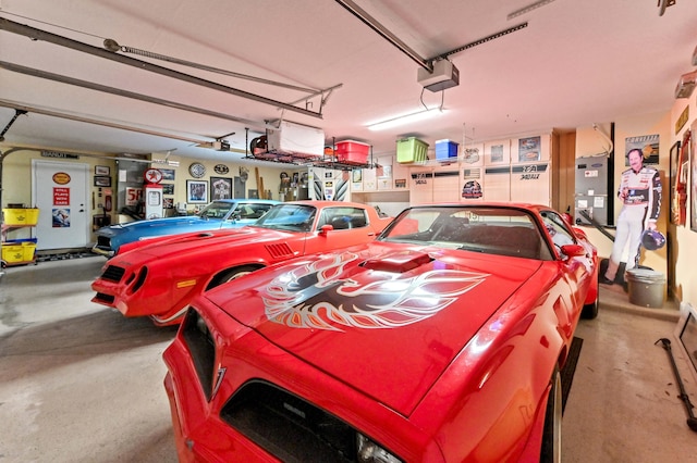 garage with a garage door opener