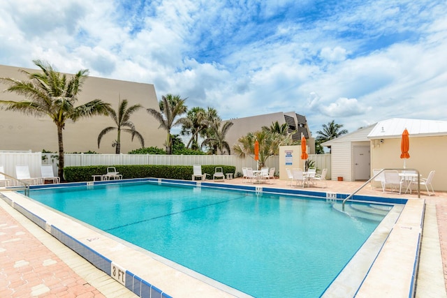 view of pool featuring a patio area