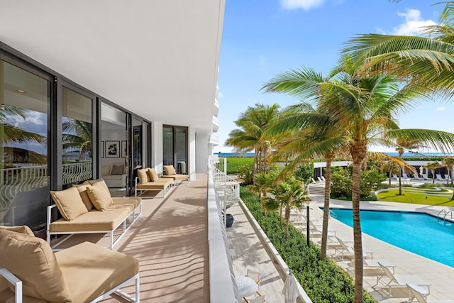 balcony featuring an outdoor living space