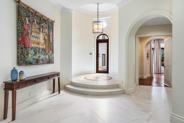 foyer entrance with crown molding