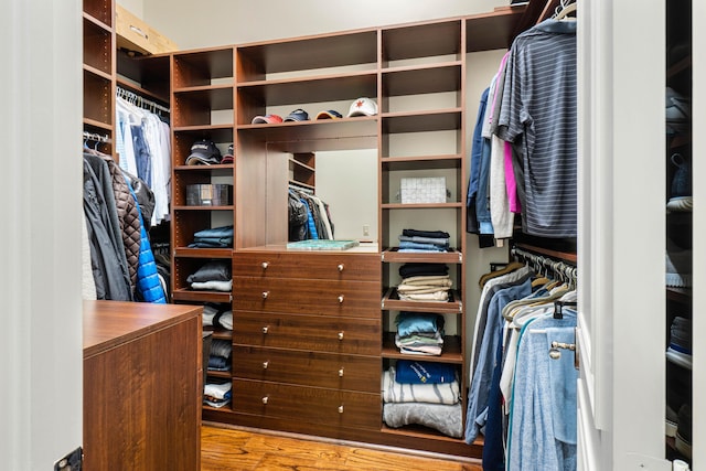 spacious closet featuring hardwood / wood-style floors