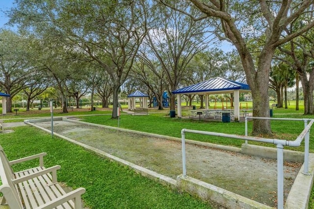 view of property's community featuring a gazebo and a yard