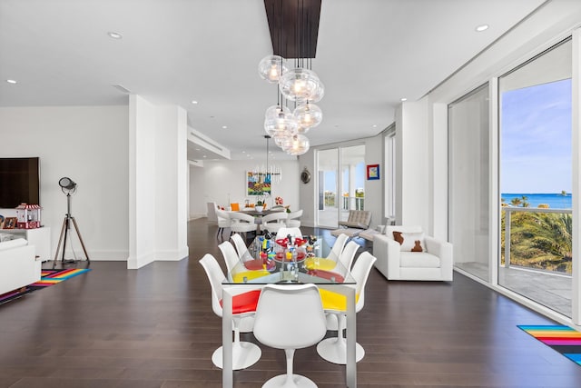 dining area with dark wood-type flooring