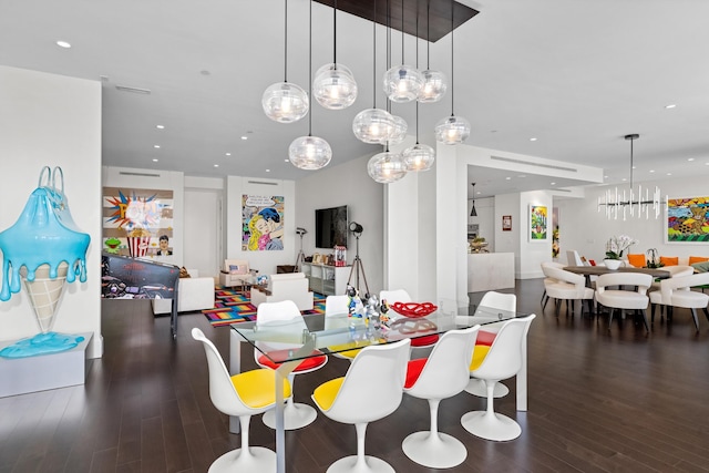 dining room with dark wood-type flooring