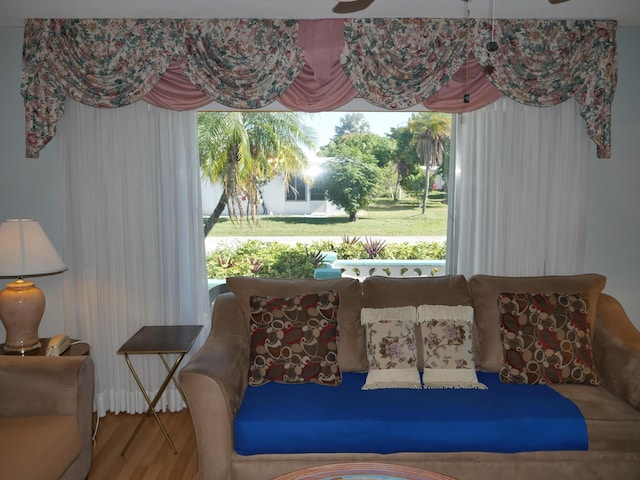 bedroom with hardwood / wood-style flooring