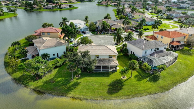 bird's eye view featuring a water view