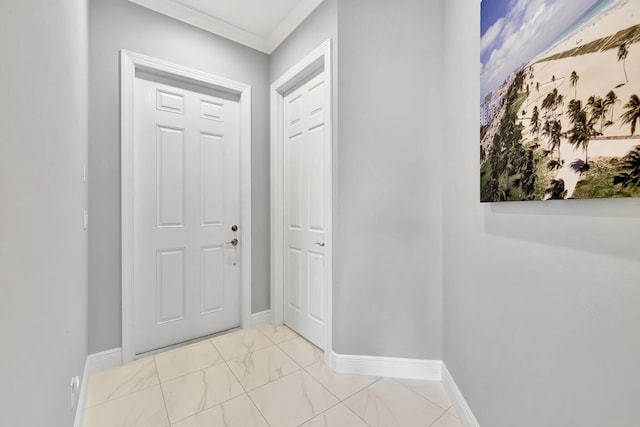 interior space with ornamental molding