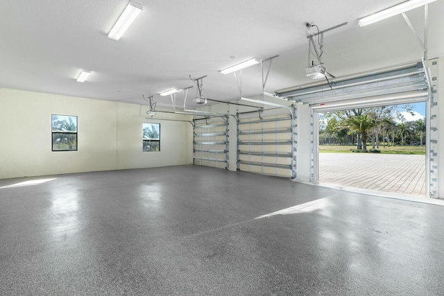 garage with a garage door opener