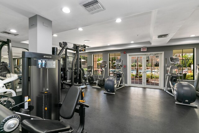 630 S Sapodilla Ave Unit 316, West Palm Beach, FL 33401 - exercise room featuring recessed lighting and a raised ceiling