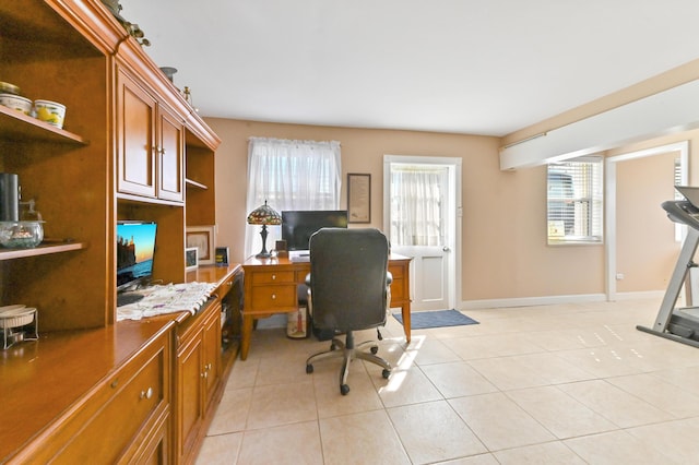 office space featuring light tile patterned floors