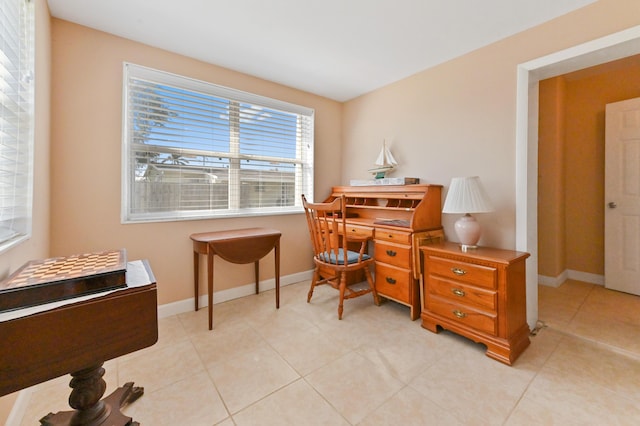 view of tiled home office