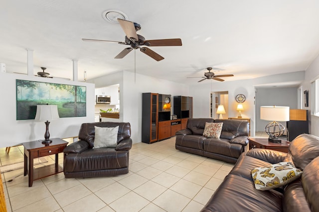 view of tiled living room