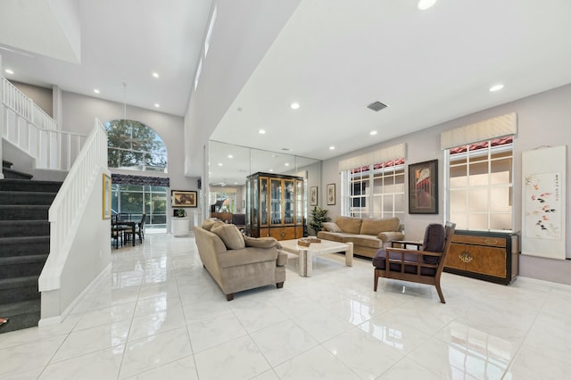 view of tiled living room