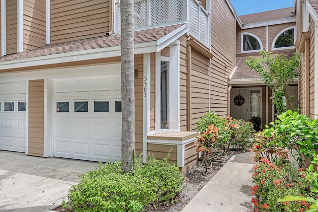 exterior space featuring a garage