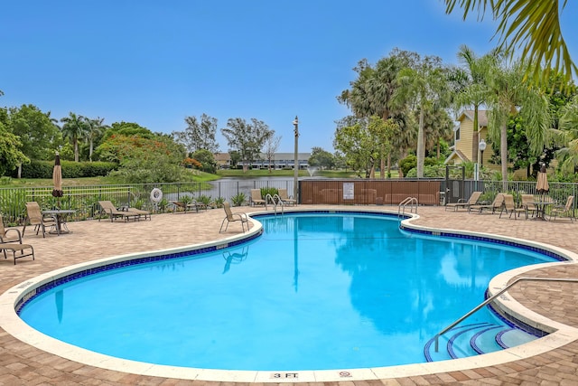 view of pool featuring a patio area