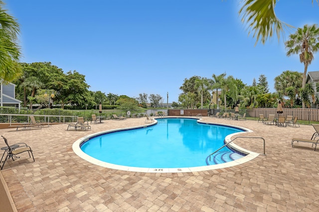 view of pool featuring a patio