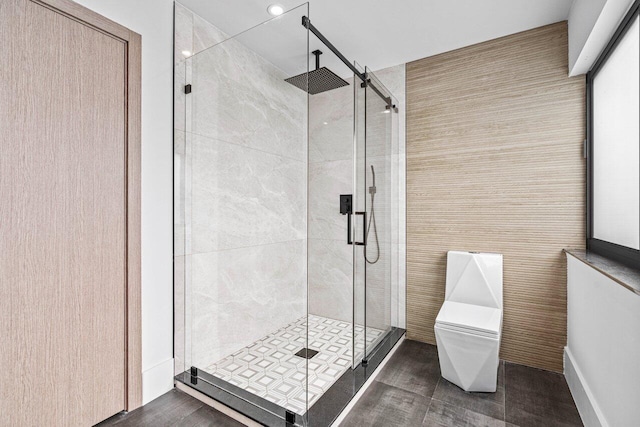 full bathroom featuring a shower stall