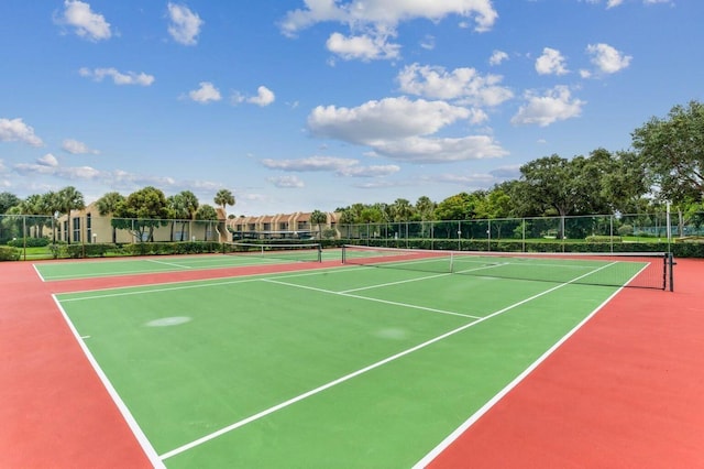 view of tennis court with basketball court