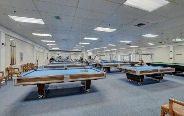 4064 Newport Q Unit 4064, Deerfield Beach, FL 33442 - playroom featuring billiards, carpet, and a paneled ceiling