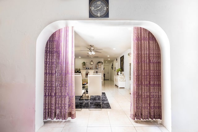 corridor featuring light tile patterned flooring