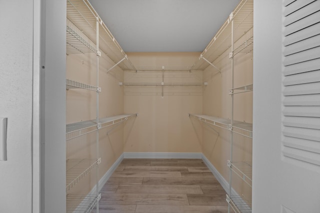 walk in closet featuring light hardwood / wood-style flooring