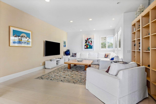 living room with light wood-type flooring