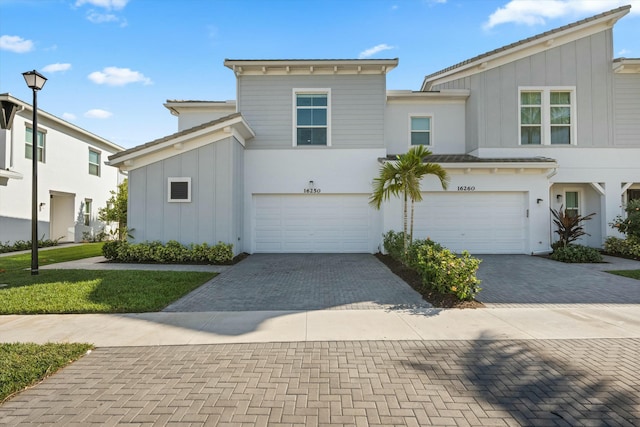 view of property featuring a garage