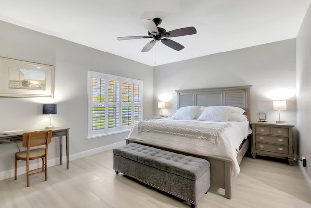 bedroom featuring ceiling fan