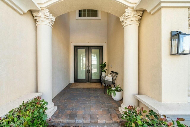 doorway to property with french doors