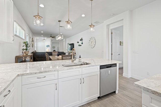 kitchen featuring white cabinetry, sink, and stainless steel dishwasher