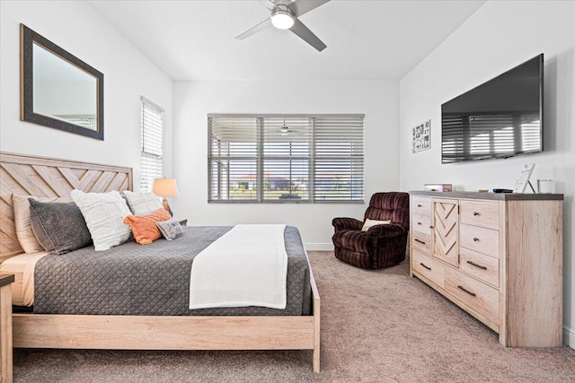 bedroom featuring carpet flooring and ceiling fan