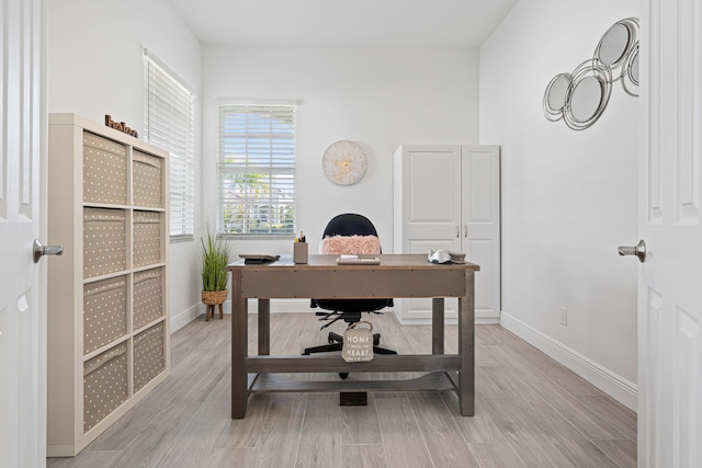 office featuring light hardwood / wood-style floors