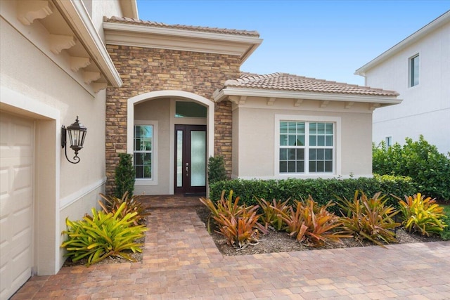 entrance to property with a garage