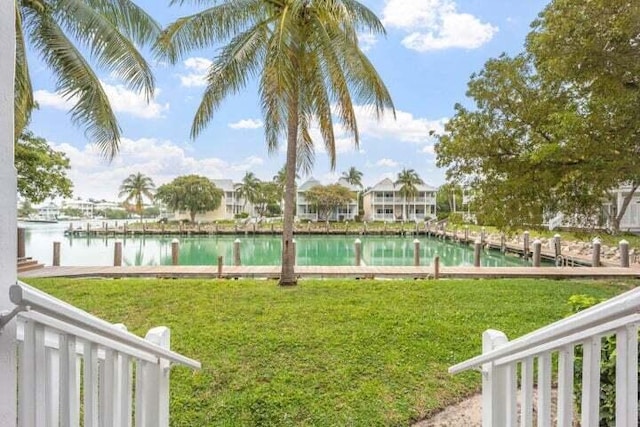 view of yard with a water view