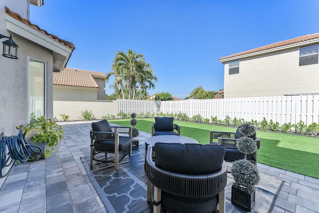 view of patio with an outdoor living space