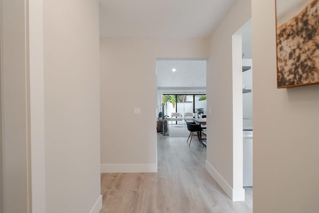 hallway featuring light wood-type flooring