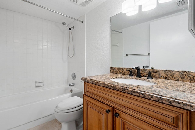 full bathroom with vanity, toilet, and shower / bath combination