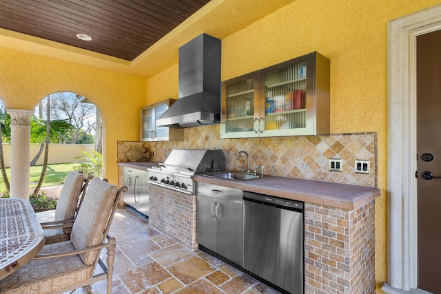 view of patio featuring sink, grilling area, and exterior kitchen