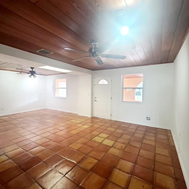 interior space featuring wooden ceiling and a wealth of natural light